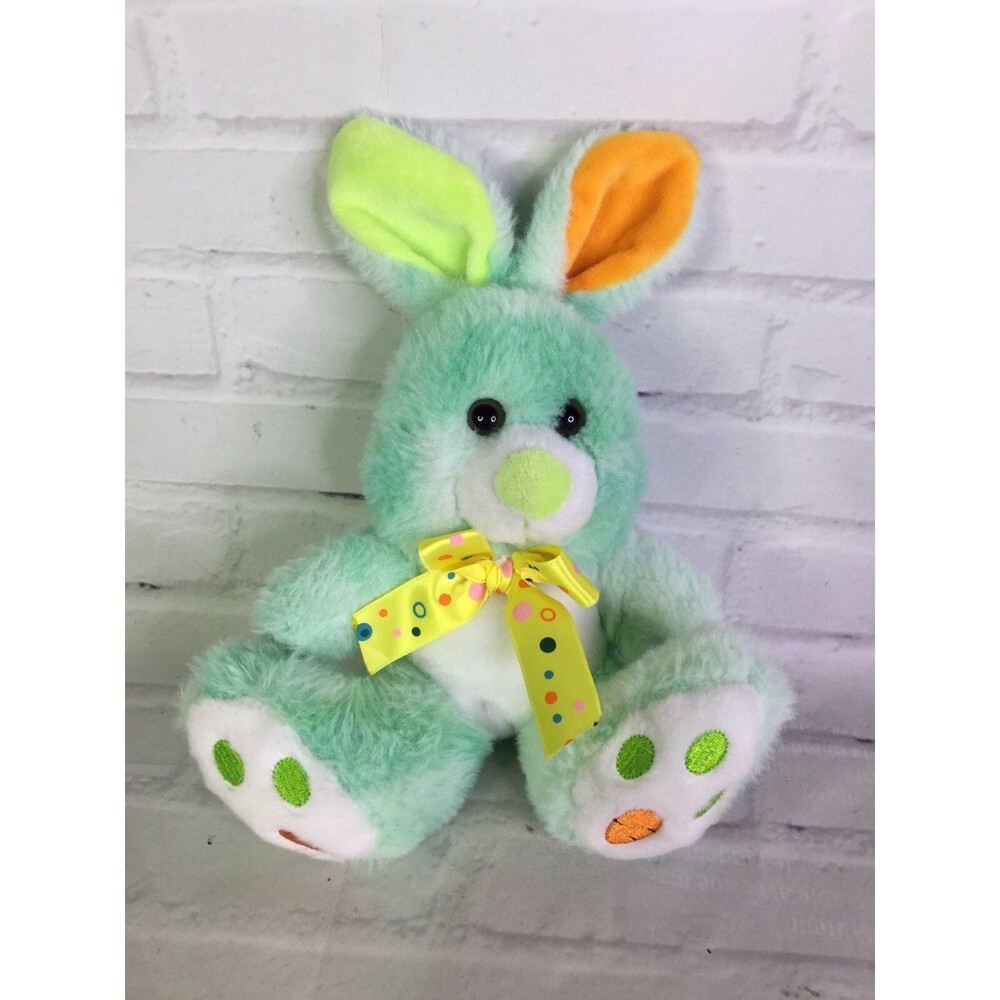 Homerbest Bunny Rabbit Plush Stuffed Animal Toy Green Carrot Paws Yellow Bow